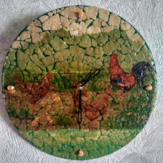 ceas perete unicat puzzle pe disc vechi ptr pensiune, restaurant rustic, cafe foto