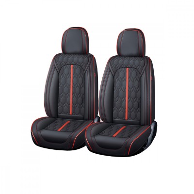 Huse auto premium 5 locuri Carguard Deluxe piele ecologica perforata - negru - rosu Best CarHome foto