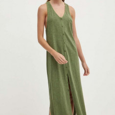Superdry rochie din bumbac culoarea verde, midi, drept