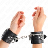 Kink Wrist Restraint-Cătușe de &Icirc;ncheieturi Negre cu Curea Neagră