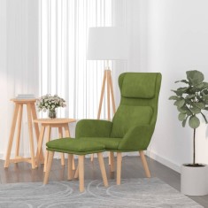 vidaXL Scaun de relaxare cu taburet, verde deschis, catifea foto