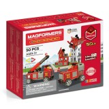 Joc magnetic de construcE, &ordm;ie Magformers Amazing Rescue Set - Statia de Pompieri, 50 piese