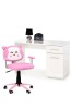 Set Birou Copii HM Lima B1 Alb, Usa+Sertar, PAL + Scaun Roz HM Kitty, Piele Ecologica, Balans, 80Kg