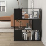 Bibliotecă/Separator cameră, negru extralucios, 80x24x94 cm PAL