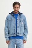 Red Bull Racing x Pepe Jeans geacă din denim HOODED DENIM JACKET de tranziție, oversize, RM400020R17
