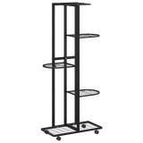Cumpara ieftin Suport de flori cu 5 etaje, cu roti, negru, 44x23x100 cm, fier