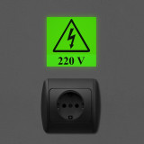 Cumpara ieftin Semn avertizare pericol electrocutare 220V fosforescent, 7x7 cm