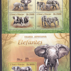 DB1 Fauna Africana Sao Tome Elefanti MS + SS MNH