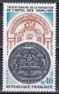 Franta 1974 - &amp;bdquo;H&amp;ocirc;tel des Invalides&amp;rdquo;- 300 de ani de existenta, MNH foto