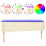 Cumpara ieftin Tablie de pat cu LED, crem, 203x16x78/88 cm, piele ecologica