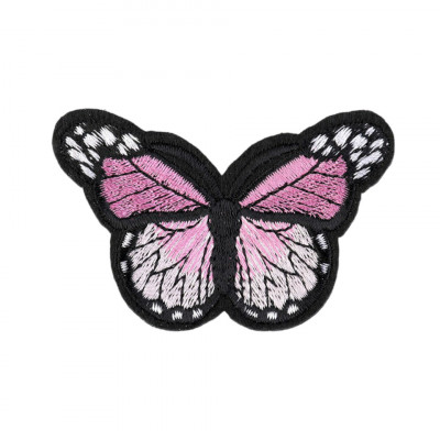 Aplicatie termoadeziva brodata Crisalida, 48 x 70 mm, fluture Roz deschis foto