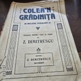 Colea-n gradinita, melodie populara, culeasa pentru voce si pian de Z. Dimitrescu, partitura