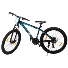 Bicicleta MTB, 26 inch, 21 de viteze, schimbator Shimano, cadru otel, frane pe disc, negru, turquoise foto