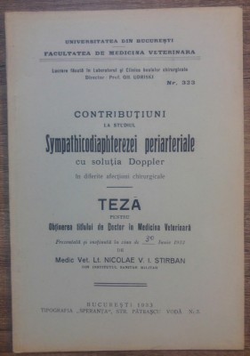 Studiul Sympathicodiaphterezeiperiartiale cu solutia Doppler/ 1933 foto