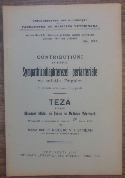 Studiul Sympathicodiaphterezeiperiartiale cu solutia Doppler/ 1933