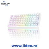 Tastatura Gaming Mecanica AULA F75 Wireless, Gasket Mount, 75% Layout, Hot Swap, Sunet Cremos, Switch-uri LEOBOG Reaper Pre-lubrifiate, RGB, BT/2.4G/U