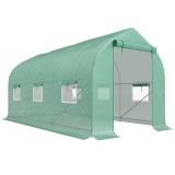 Seră Outsunny de Grădină de Tip Tunel 4x2x2 m cu Uși Rulabile și 6 Ferestre, Seră pentru Grădină cu Acoperiș &icirc;nclinat, Structură din Metal și Acoperiș