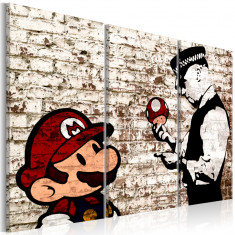 Tablou canvas 3 piese - Mario Bros: Zidul sfasiat - 120x80 cm foto