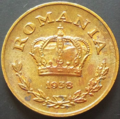 Moneda ISTORICA 1 LEU - ROMANIA, anul 1938 *cod 1980 foto