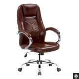 Scaun directorial HM Cody, Cadru Otel, Piele ecologica, Inaltime ajustabila, Mecanism balansare, 130 kg, 119x64x65cm, Maro