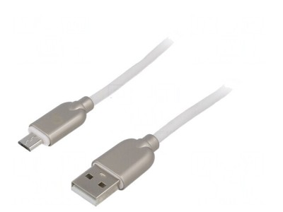 Cablu USB 2.0 A la Micro B 2m Alb Aurit foto