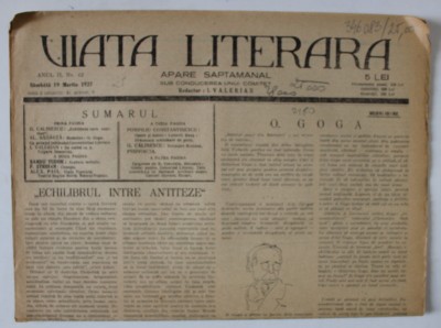 VIATA LITERARA , SAPTAMANAL , No. 42 , 1927 foto