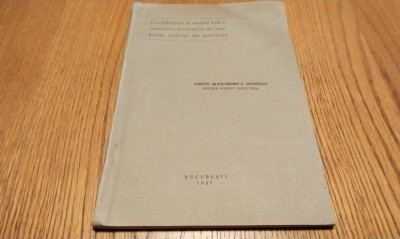 CONTRIBUTIUNI LA STUDIUL HIDROCARBURILOR AROMARICE DIN FRACTIUNILE MIJLOCII ALE PETROLULUI - ALEXANDRU C. ISOPESCU (dedicatie-autograf) - 1937, 74 p. foto