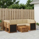 vidaXL Set de canapele de exterior cu pernă 7 pcs Natural și Bej 3384074