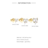 Cumpara ieftin Set 3 Cercei din Argint 925 Placat cu Aur, Inimi din Zirconiu de Dimensiuni Diferite