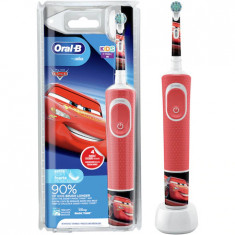 Periuta de dinti electrica Oral-B D100 Vitality Cars pentru copii 7600 oscilatii min, Curatare 2D, 2 programe, 1 capat, 4 stickere incluse, Rosu Negru foto