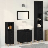 VidaXL Set de mobilier pentru baie cu ușă 3 pcs Negru 30 x 30 x 180 cm