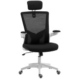 HOMCOM Scaun de birou ergonomic, fotoliu de birou, brațe rabatabile, suport lombar, tetieră, 60x63x120cm, negru | Aosom Romania