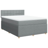 Cumpara ieftin Pat continental cu saltea, gri deschis, 160x200 cm, textil