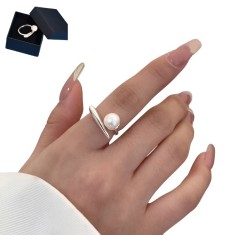 Inel Argint 925 cu Perla Naturala de Cultura, Reglabil, Salestore.ro&reg; Inel argint pentru femei, Eleganta si rafinament