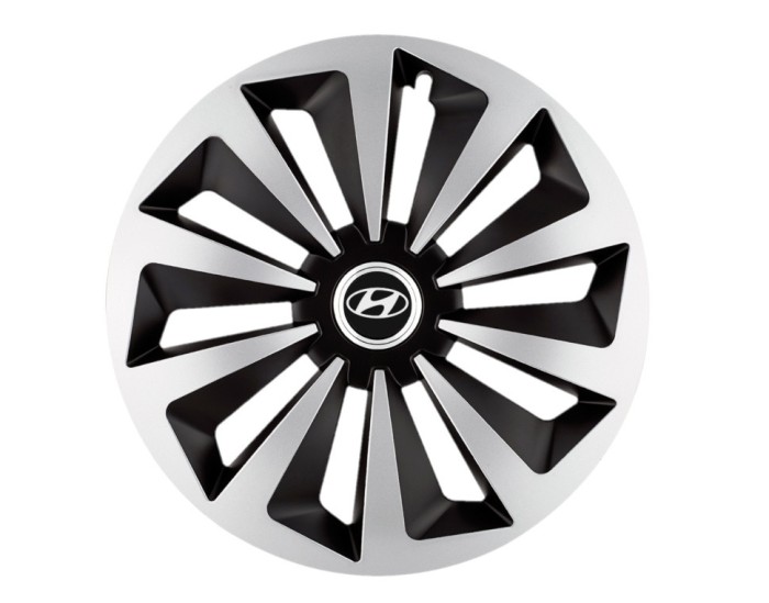 Set 4 capace roti Fox Gri-Negru R15 pentru gama auto Hyundai