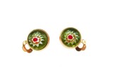 Cercei clips Millefiori verde 10 MM