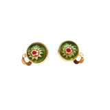 Cercei clips Millefiori verde 10 MM
