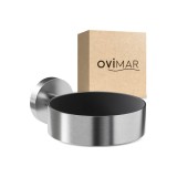 Suport pentru uscător de păr ovimar Ronne, oțel inoxidabil, argintiu, montaj pe perete prin găurire, cu amortizor pentru uscător de păr