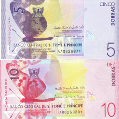 Bancnota Sao Tome si Principe 5 si 10 Dobras 2020 - PNew UNC ( set x2 )