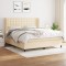 vidaXL Pat box spring cu saltea, crem, 160x200 cm, material textil 3128298