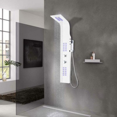 vidaXL Unitate panou de duș, aluminiu, 20 x 44 x 130 cm, alb foto