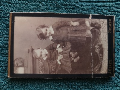 fotografie , ,atelier GERSTL BUCAREST .Copii .dimensiuni foto 11 cm x 6 cm foto