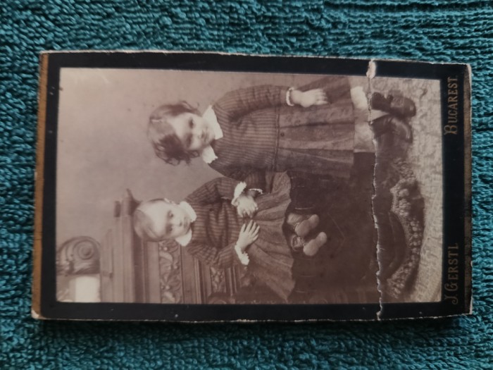 fotografie , ,atelier GERSTL BUCAREST .Copii .dimensiuni foto 11 cm x 6 cm