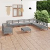 VidaXL Set mobilier de grădină, 11 piese, gri, lemn masiv de pin 3083201