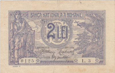 ROMANIA 2 LEI 1915 Serie 1 Cifra VF foto