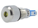 Lampă de control LED galbenă 12VDC, plată, &Oslash;8mm, IP67 - ONPOW
