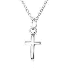 Colier ajustabil din argint 925, cruce model latin pe lanț format din zale ovale