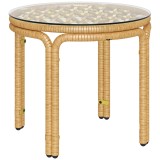 Outsunny Măsuță de Grădină din Ratan și Sticlă Stil Boho &Oslash;50x44 cm Galben | Aosom Romania