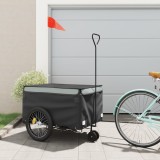 Remorca pentru biciclete, negru si gri, 45 kg, fier GartenMobel Dekor, vidaXL