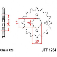 Pinion fata 17 dinti pas lant 428 – Derbi Senda Baja (06-08) - Honda CBZ 125 F - CLR 125 Cityfly - XLR 125 - XR 125cc